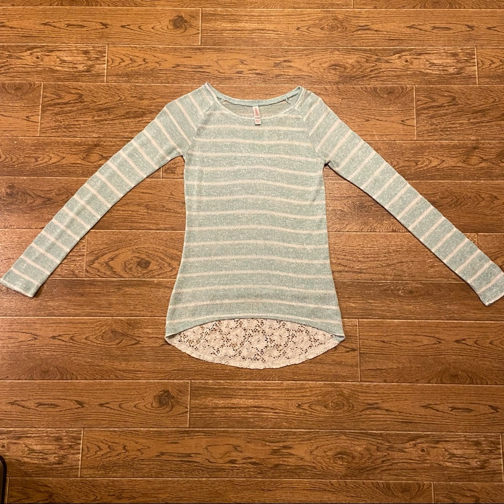 Blue Striped Lightweight Tunic Sweater